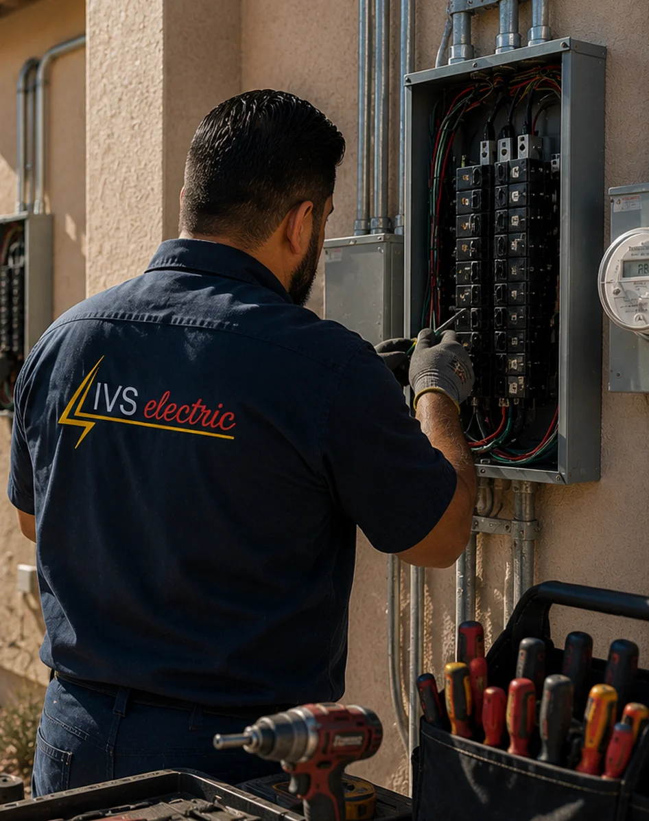 IVS Electric technician working on an electrical panel